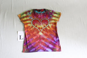 Large Ladies V-Neck Incline Heart