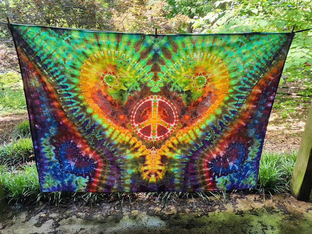 5’x7’ peace heart double mandala